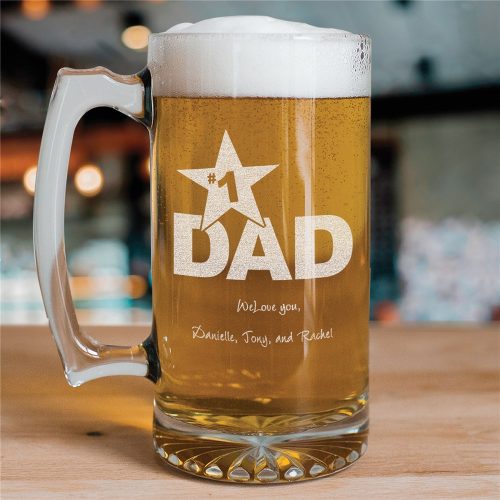 #1 Dad Personalized Sports Glass Mug