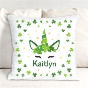 Personalized St. Patrick's Day Unicorn Throw Pillow