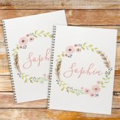 Personalized Flower Wreath Notebook Set