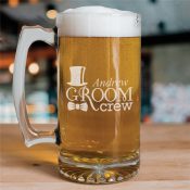 Engraved Groom Crew Glass Mug