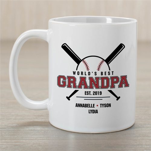 Personalized World's Best Grandpa Baseball Mug