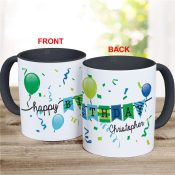 Personalized Green and Blue Happy Birthday Banner Mug