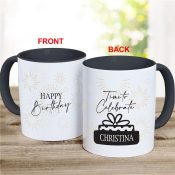 Personalized Happy Birthday Black and Gold Mug