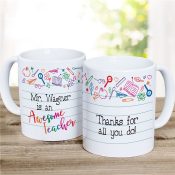 Personalized Awesome Teacher Doodles Coffee Mug