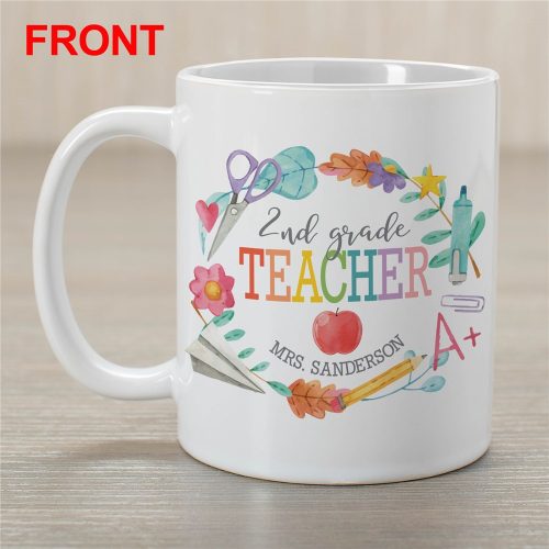 Personalized Watercolor School Wreath Coffee Mug