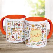 Personalized Pumpkin Static Fall Word Art Coffee Mug