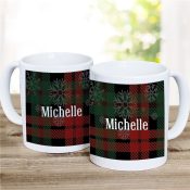 Personalized Snowflakes Plaid Coffee Mug