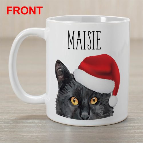 Personalized Santa Hat Watercolor Cats Coffee Mug