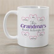Personalized Grandmas Heart Belongs To White Coffee Mug