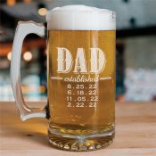 Engraved Dad Established Beer Mug