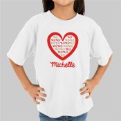 Personalized XOXO Heart Youth White T-Shirt