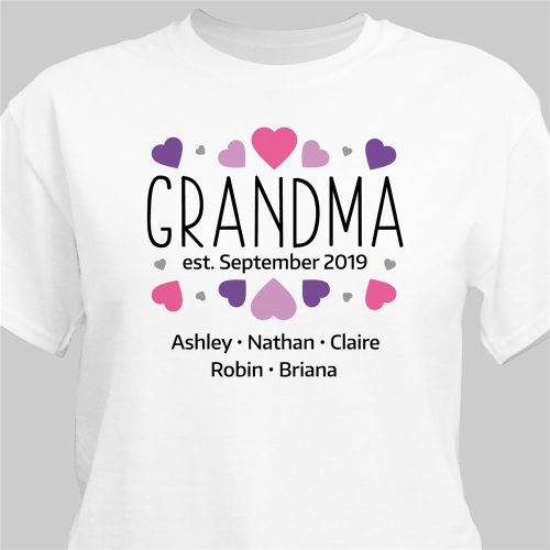 Personalized Grandma Hearts T-Shirt