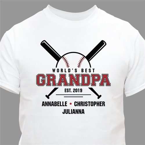 Personalized World's Best Grandpa Baseball T-Shirt