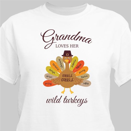 Personalized Grandma Loves Her Wild Turkeys T-Shirt