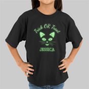 Glow In The Dark Cat Face Personalized T-Shirt