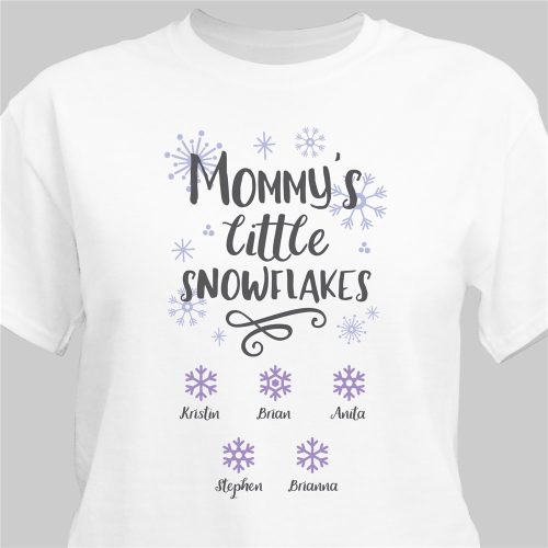 Personalized Mommy's Little Snowflakes White T-Shirt