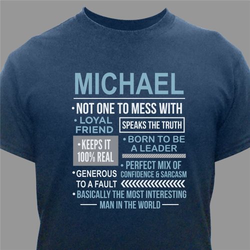 Personalized Not One To Mess With Navy T-Shirt