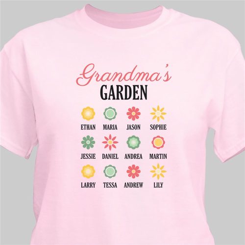Personalized Grandma's Garden Pink T-Shirt
