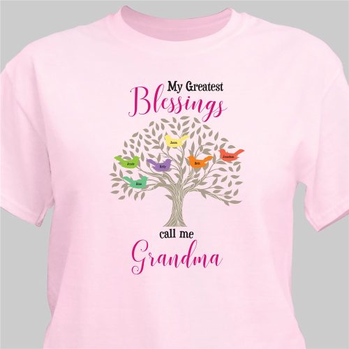 Personalized My Greatest Blessings Call Me Grandma Lime Green T-Shirt
