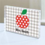 Personalized Apple Plaid Acrylic Keepsake