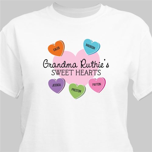 Personalized Grandma's Bright Colored Sweethearts T-Shirt