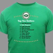 Personalized Top Ten Golfers Novelty T-shirt