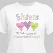 Heart Strings Personalized Sisters Shirt