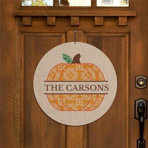 Personalized Pumpkin Family 13" Round Sign