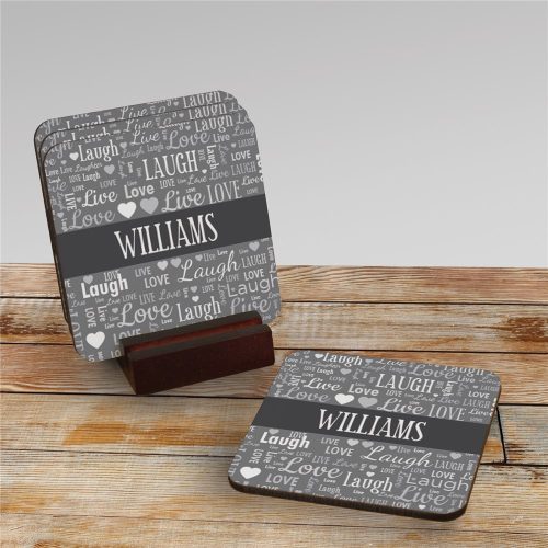 Personalized Live Laugh Love Coaster Set