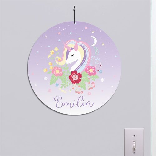 Personalized Unicorn Round Wall Sign