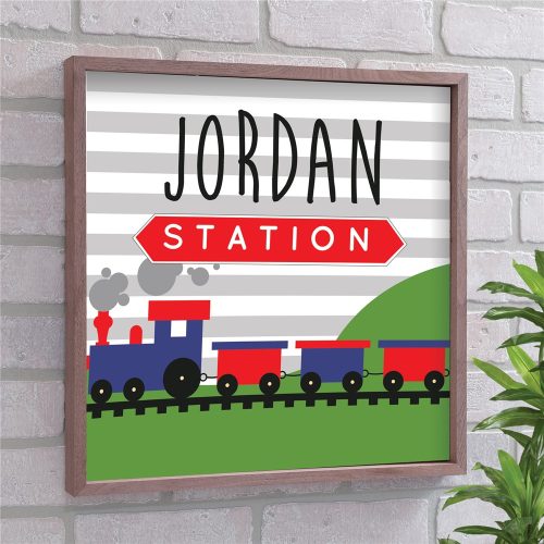 Personalized Train Framed Wall Sign