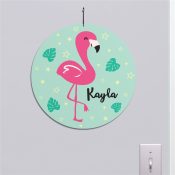 Personalized Flamingo Round Wall Sign