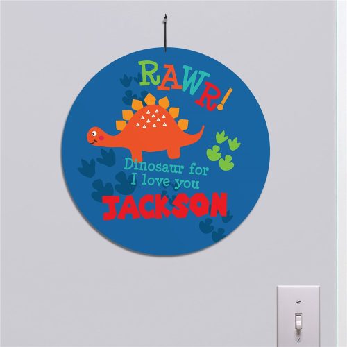 Personalized Rawr Dinosaur Round Sign