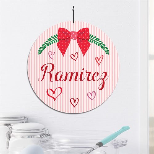 Personalized Bows & Hearts Round Sign