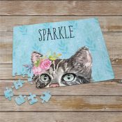Personalized Floral Cat Puzzle