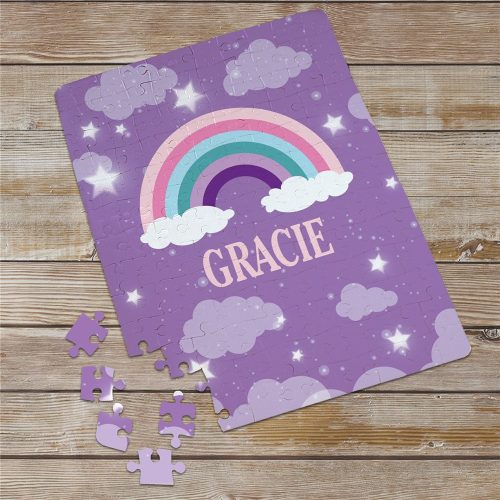 Personalized Rainbow with Stars and clouds Puzzle