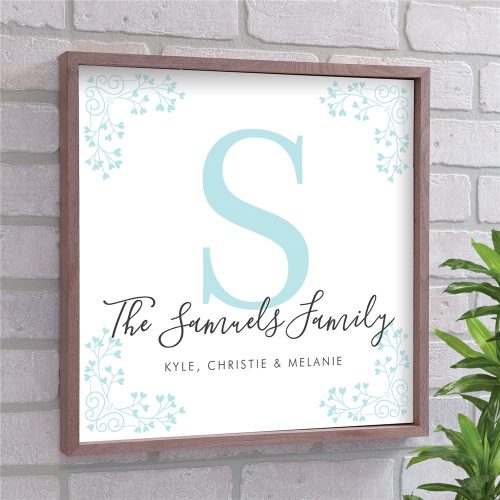 Personalized Blue Corner Branches 16x16 Wood Pallet