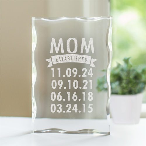Engraved Mom Established Scalloped Edge Acrylic Keepsake