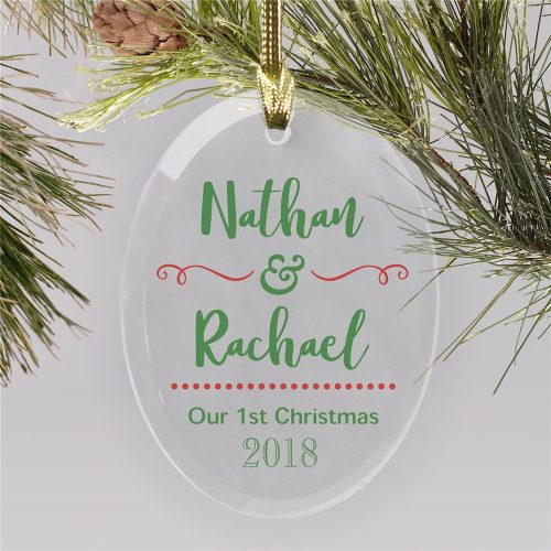 Personalized Our 1st Christmas Glass Ornament