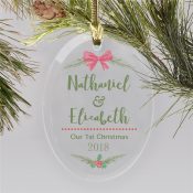 Personalized Couples First Christmas Glass Ornament