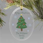 Personalized Family Christmas Tree Glass Ornament