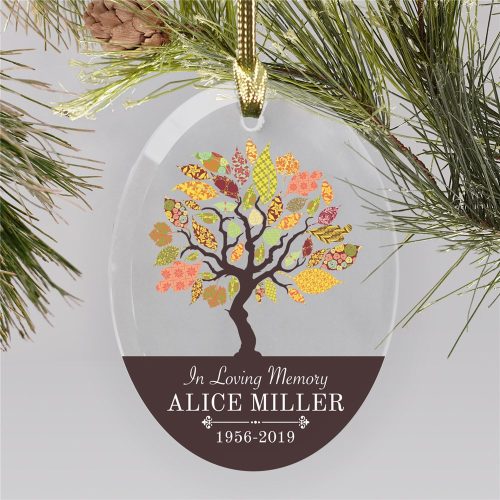 Personalized Memorial Tree Oval Glass Ornament
