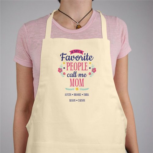 Personalized My Favorite People Call Me Floral Natural Apron