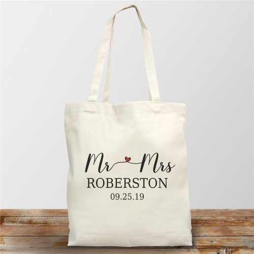 Personalized Mr. and Mrs. Canvas Tote