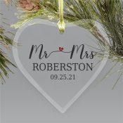 Personalized Mr & Mrs Heart Ornament