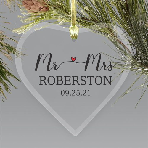 Personalized Mr & Mrs Heart Ornament