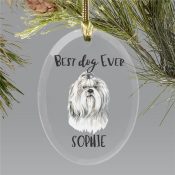 Personalized Best Dog Ever Oval Glass Ornament