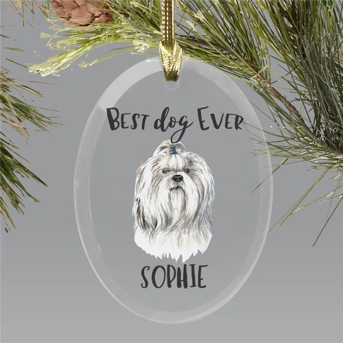 Personalized Best Dog Ever Oval Glass Ornament