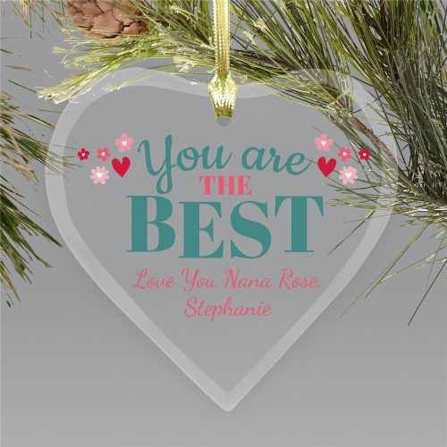 Personalized You Are The Best Mom Heart Shaped Jade Glass Ornament