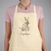 Personalized Floral Easter Bunny Natural Apron
